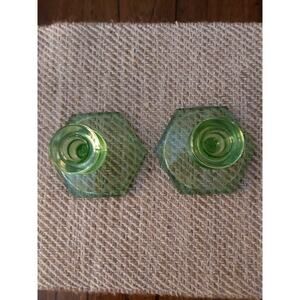 Depression Glass Etched Pattern Candlesticks(set of 2)